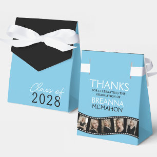 Light Blue & Black Photo Collage Filmstrip Favor Box