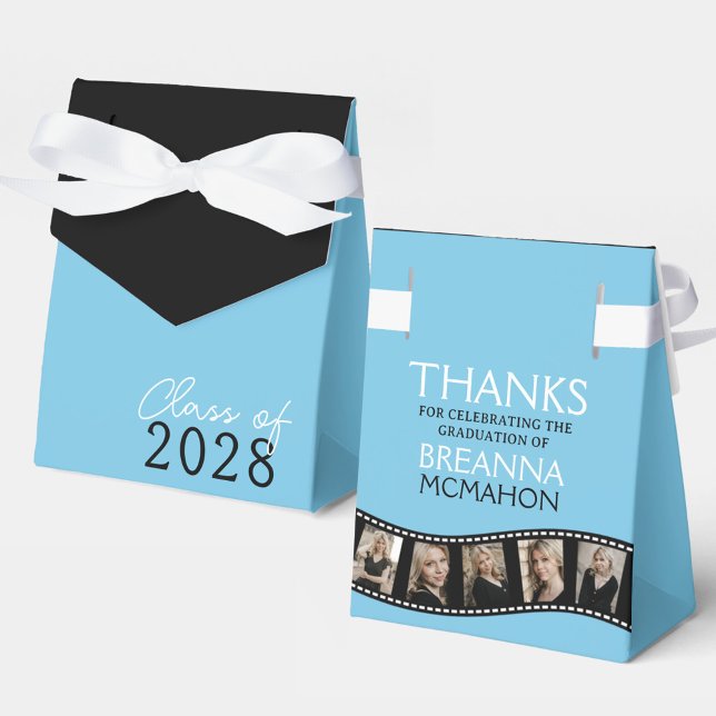 Light Blue & Black Photo Collage Filmstrip Favor Box (Creator Uploaded)