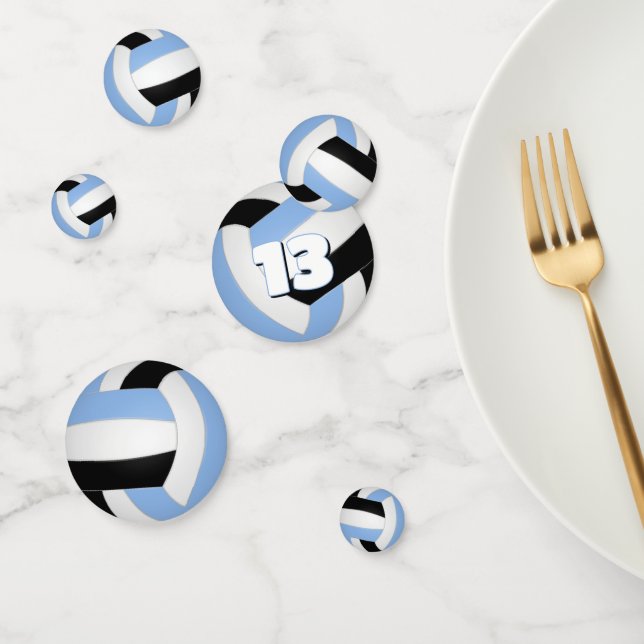 light blue black team colours kids volleyball part confetti (Group)