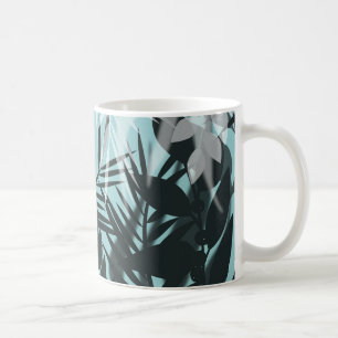 Light blue black tropical pattern coffee mug