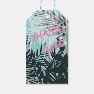 Light blue black tropical pattern gift tags