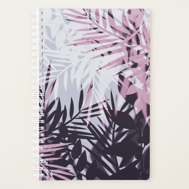 Light blue black tropical pattern planner (Front)