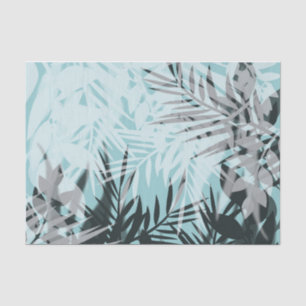 Light blue black tropical pattern tissue paper