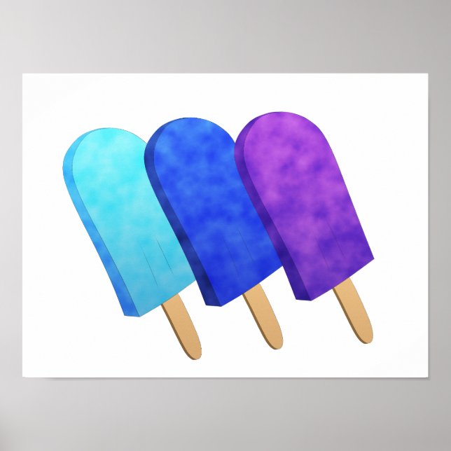 Light Blue, Blue, and Purple Ice Pops Poster (Front)