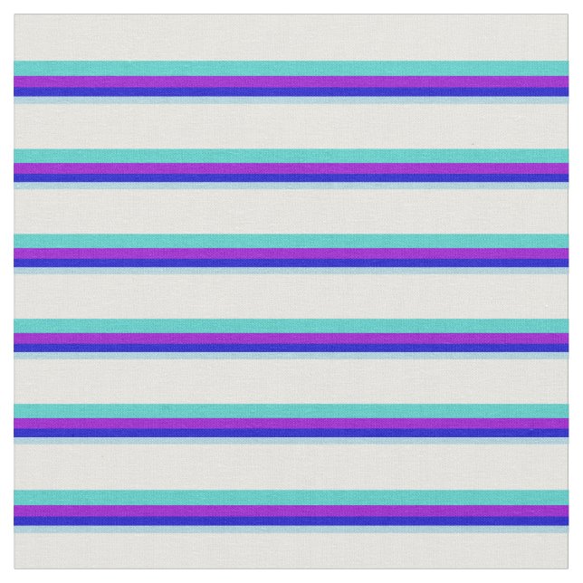Light Blue, Blue, Violet, Turquoise & Mint Cream Fabric (Close Up)