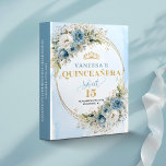 Light Blue Boho Floral Gold Sweet 15 Photo Binder<br><div class="desc">✅ For matching items search 37-15 in my collections ✅ Celebra un momento inolvidable con este álbum de recuerdos personalizado para Quinceañera / 15 años, diseñado en un delicado estilo boho o bohemio. La combinación de tonos azul polvo, azul pastel y azul claro, junto con flores suaves, eucalipto y follaje...</div>