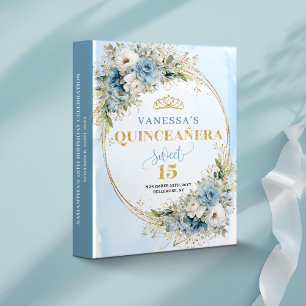 Light Blue Boho Greenery Quinceañera Memory Album Binder