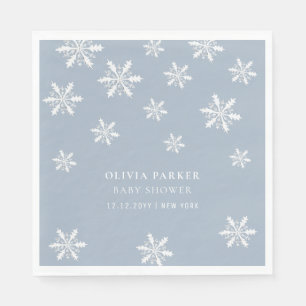 Light Blue Boho Winter Snowflake Baby Shower  Napkin
