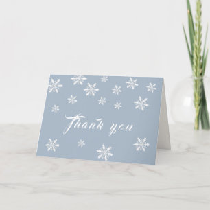 Light Blue Boho Winter Snowflake Baby Shower Thank You Card