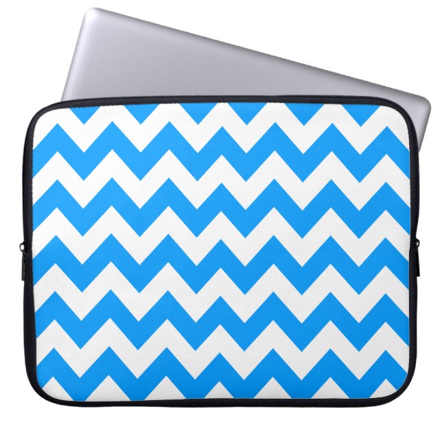 Light Blue Bold Chevron Laptop Sleeve (Front)