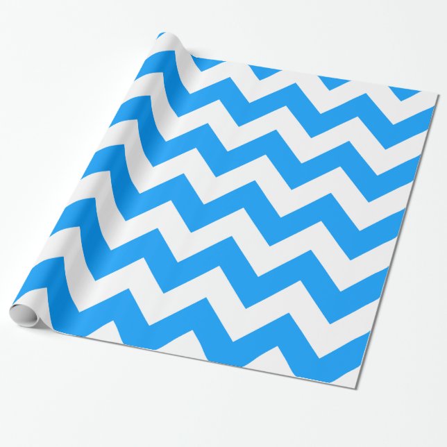 Light Blue Bold Chevron Wrapping Paper (Unrolled)