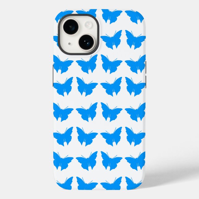 Light Blue Bold Mod Butterflies Case-Mate iPhone Case (Back)