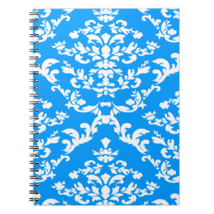 Light Blue Bold Mod Damask Notebook