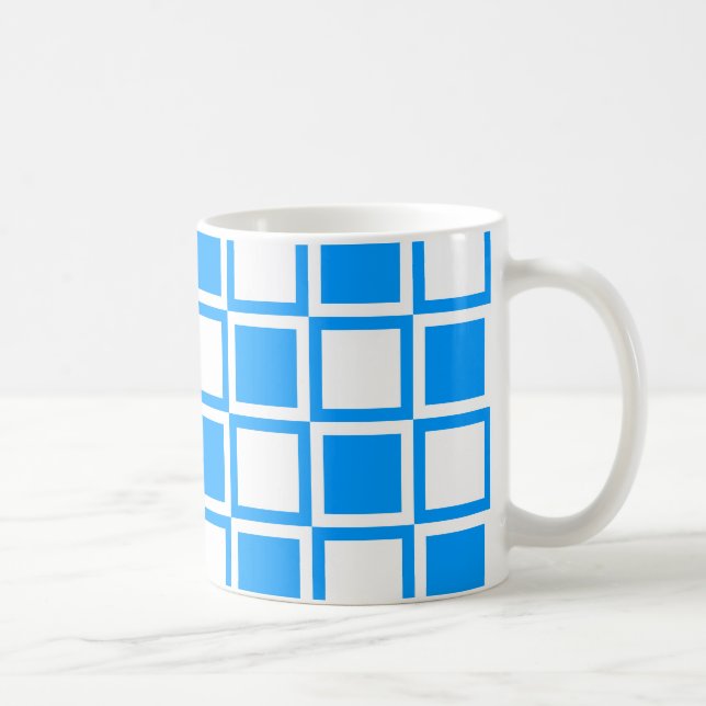 Light Blue Bold Mod Squares Coffee Mug (Right)