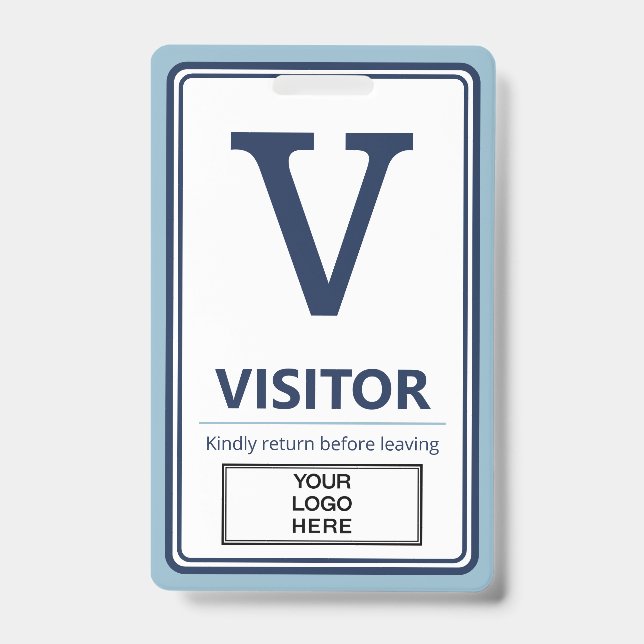 Light Blue Border Business Logo Visitor Badge (Front)