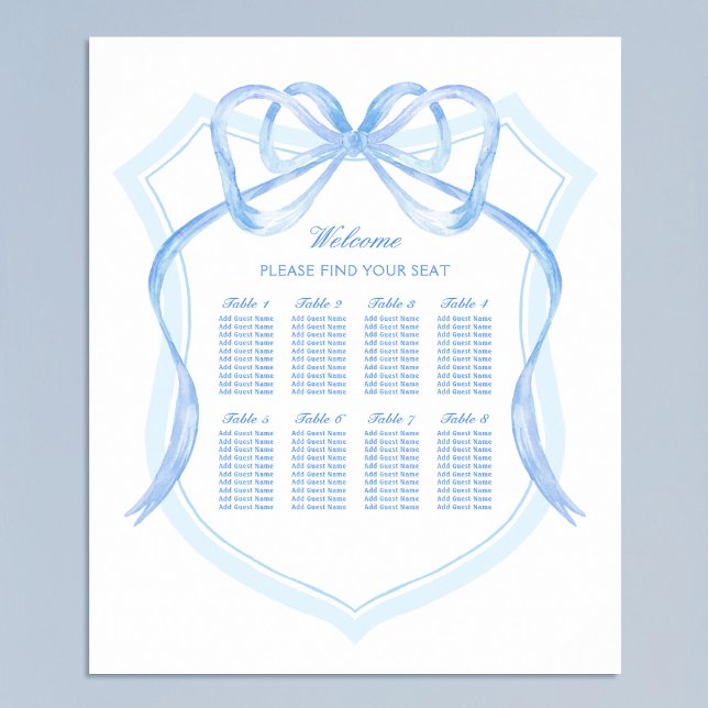 Light Blue Bow Crest Baptism Seating Chart (Creator Uploaded)