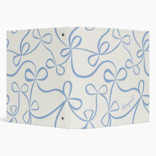 Light Blue Bow Pattern Custom Name Binder