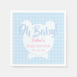 Light Blue Bow tie Bear baby Shower Paper Napkin