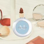 Light Blue Bridesmaid Initial and Name Compact Mirror<br><div class="desc">A personalized compact mirror for your wedding bridesmaid or maid of honour that has her initial and name on a trendy,  light blue colour background. Edit to replace initial and name. Select your compact mirror style.</div>