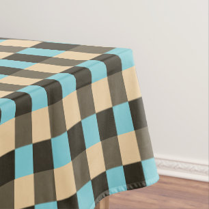 Light Blue Brown Chocolate Beige Cream Tan Tablecloth