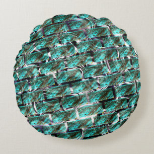 Light blue, bubbles upon grating or brick effect? round pillow