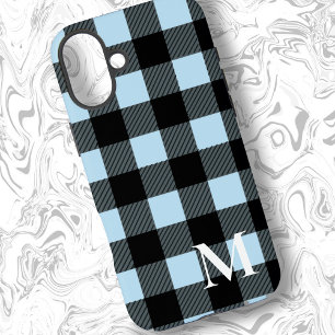 Light Blue Buffalo Plaid Check iPhone 16 Plus Case