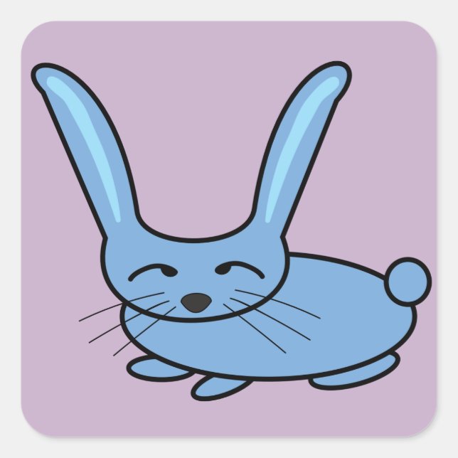 Light blue bunny square sticker (Front)