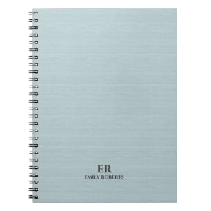 Light Blue Burlap Black Typography Minimalistic De Notebook