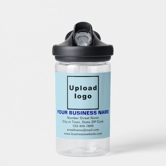Light Blue Business Brand on Kids 14 oz Water Bottle (Front)