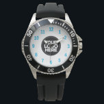 Light Blue | Business Logo Simple Professional Watch<br><div class="desc">Create your own Business Logo Light blue Simple Professional Watch! Add your company logo,  photo or any image. A clean and modern design in black and white colour,  fully customizable,  for a clear and stylish look.</div>