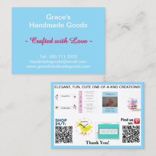 Light Blue Business Photos QR Codes 3.5 x 2.5 Card
