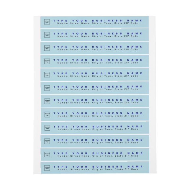 Light Blue Business Return Address Slim Wrap Around Label (Sheet)