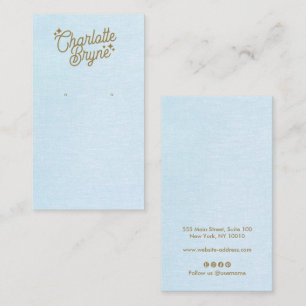 Light Blue Calligraphy Script Earring Business Card