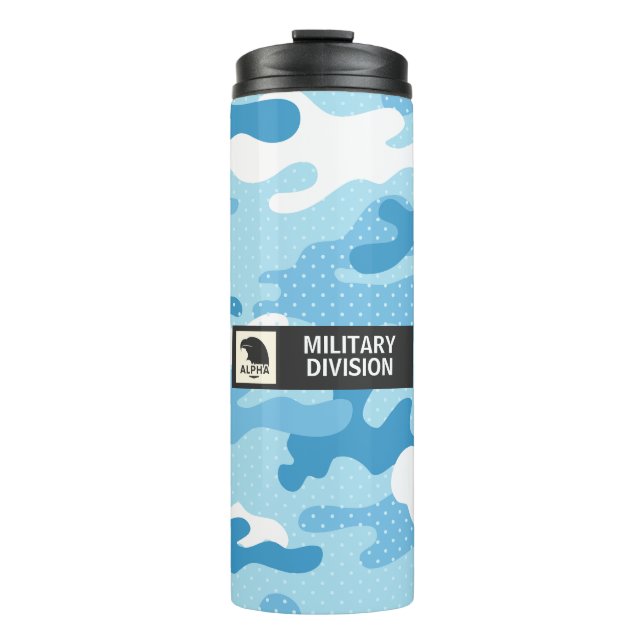 Light Blue Camouflage Pattern Thermal Tumbler (Front)