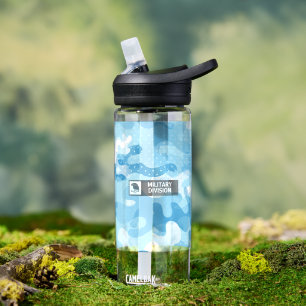 Light Blue Camouflage Pattern Water Bottle