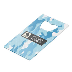 Light Blue Camouflage Polka Dot Pattern Credit Card Bottle Opener