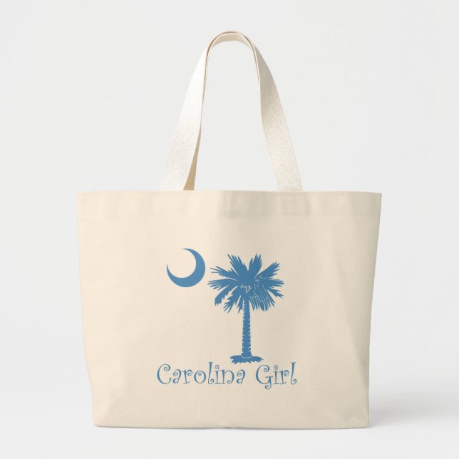 Light Blue Carolina Girl Palmetto Large Tote Bag (Front)