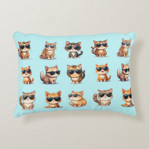 Light Blue Cat Design Adorable Accent Pillow