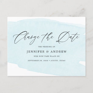 Light Blue Change The Date Wedding Postponement Announcement Postcard