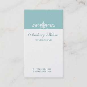 Light Blue  Charming French Fleur De Lis Motif Business Card