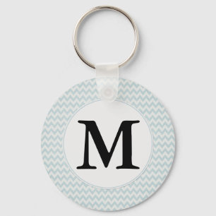 Light Blue Chevron Monogram Keychain
