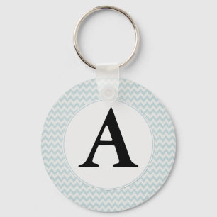 Light Blue Chevron Monogram Keychain