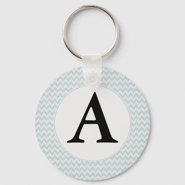 Light Blue Chevron Monogram Keychain (Front)