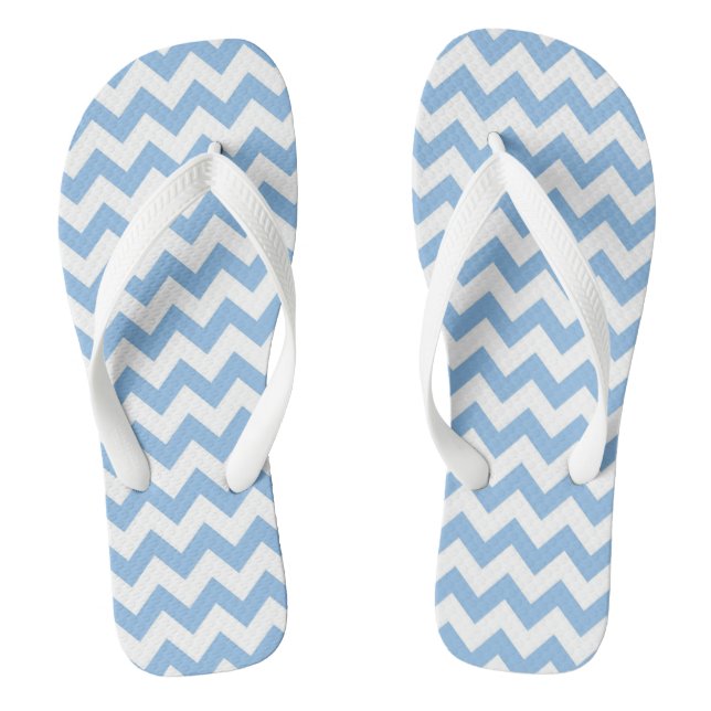 Light Blue Chevron Patterned Flip Flops (Footbed)