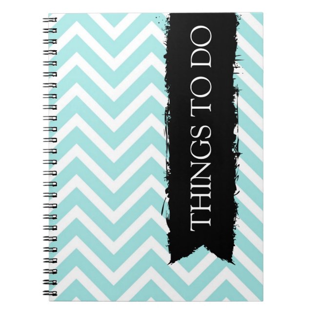 Light Blue Chevron Things To Do Notebook (Front)