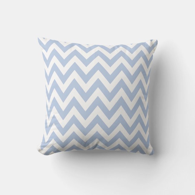 Light Blue Chevron Zigzag Pattern Throw Pillow (Front)