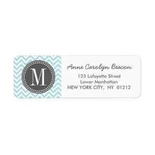 Light Blue Chevron Zigzag Personalized Monogram
