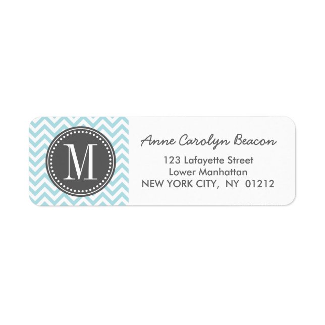 Light Blue Chevron Zigzag Personalized Monogram (Front)