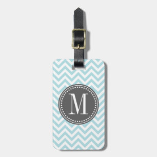 Light Blue Chevron Zigzag Personalized Monogram Luggage Tag