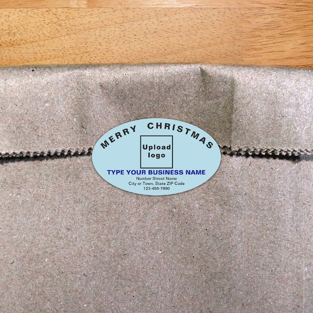 Light Blue Christmas Business Oval Shape Sticker (Creator Uploaded)